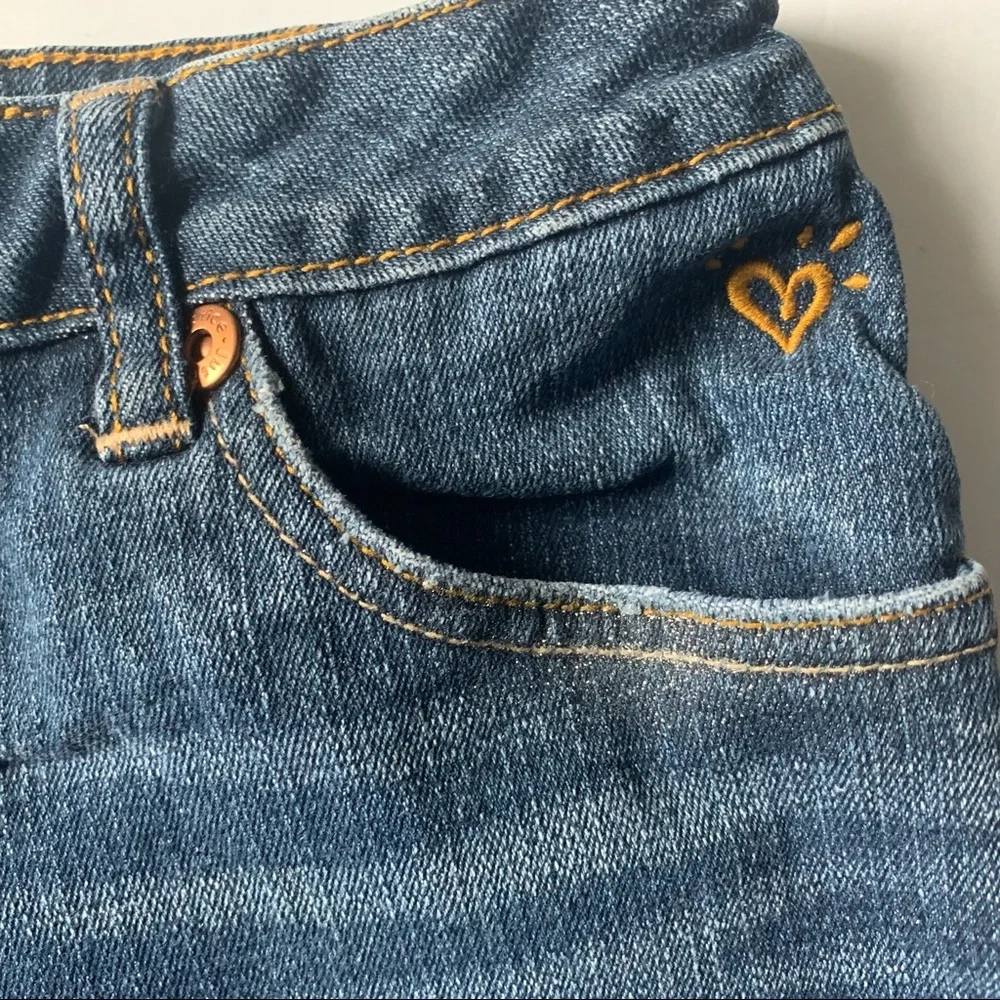 JUSTICE Jean Shorts Simply Low Glitter Embroidered Blue Denim Girls Size 14R